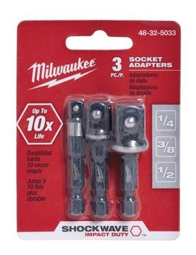 Milwaukee Elec Tool 48-32-5033 Juego De 3 Adaptadores De 1/4