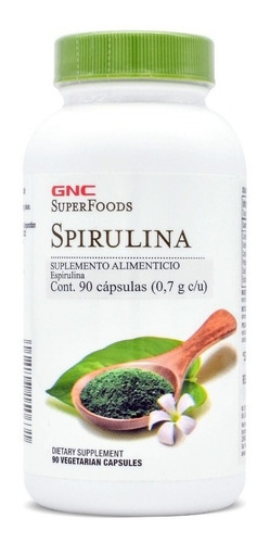 Espirulina 500 Mg Superfoods  90 Cápsulas Sabor Sin Sabor