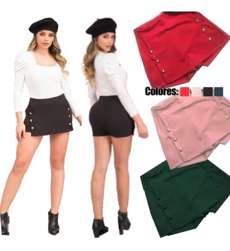 Falda Short Corta Lapiz Bot n Trabajo Moda Dama Mujer Casual