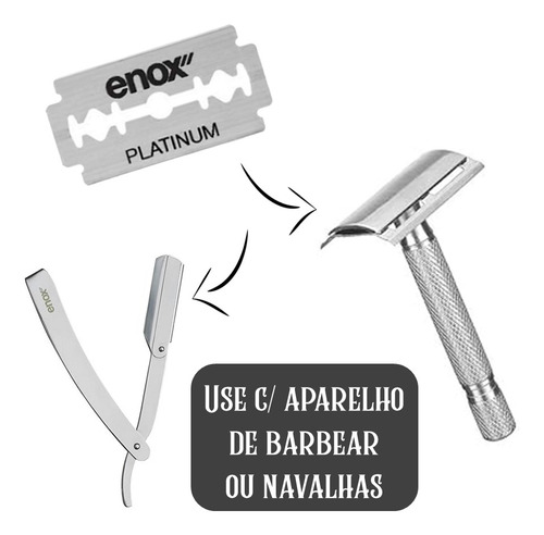 Lâminas De Barbear Aço Inox Enox Platinum Duplo Fio C/ 4un