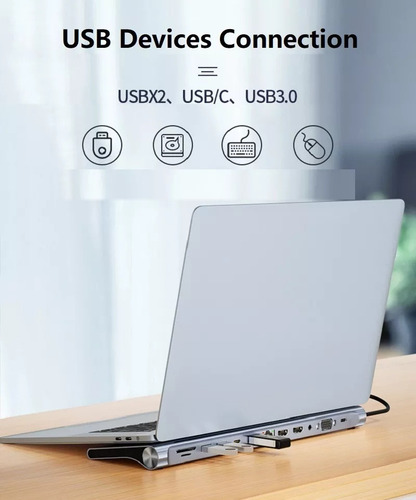 12 En 1 Estación De Acoplamiento Usb 3.0 Tipo C Con 2 Hdmi