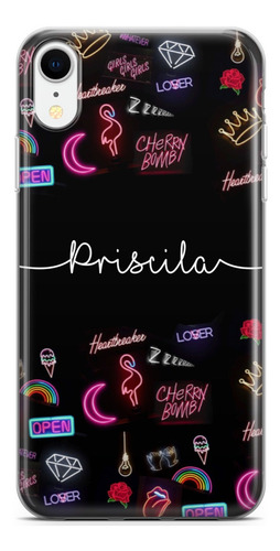 Capinha Para Celular Simbolos Tipo Neon E Nome