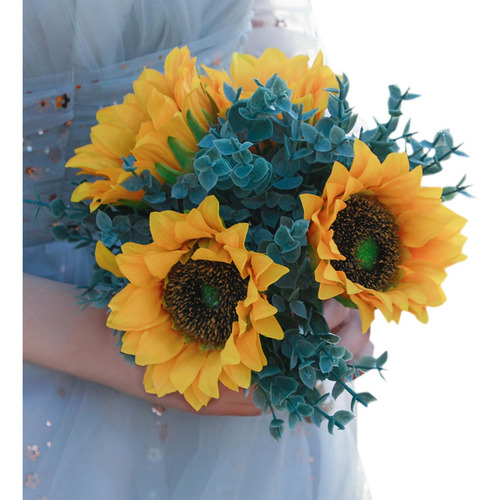 Noiva Bouquet Decoração Primavera Girassóis Artificiais