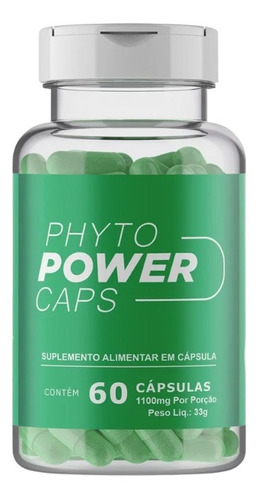 Phytopower Caps - Espirulina  Picolinato De Cromo Pslium Agar Agar E Cafeina Em Pote 30g 60 Cápsulas Suplemento Alimentar Em Capsulas