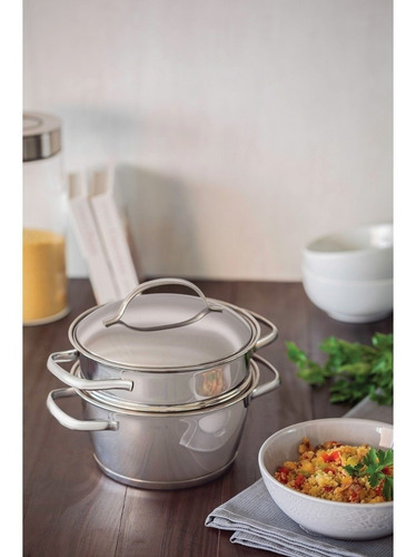 Cuscuzeiro Inox Tramontina 16 Cm Fundo Triplo Cozi Vapore