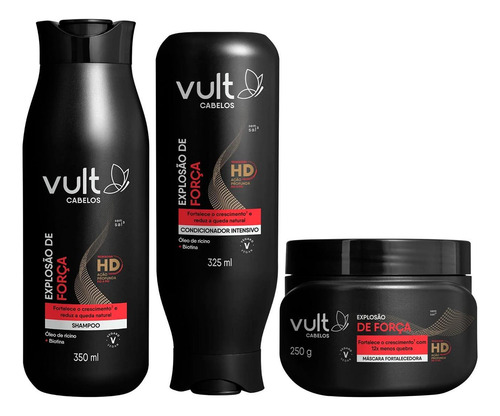 Kit Vult Cabelos Explosão De Força Shampoo + Cond + Máscara
