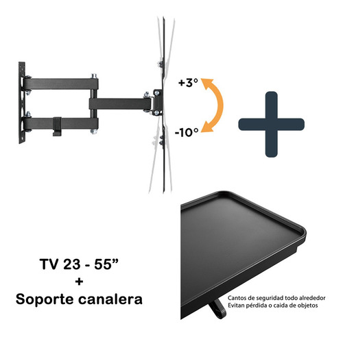 Imagen 4 de 7 de Soporte Tv 23 A 55 + Soporte Canalera Sinto Tv Consola Play