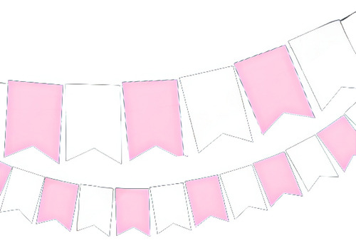 Banderin Liso Combinado Rosa/blanco X 1u - Decoracion Color Rosa
