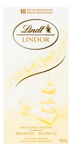 Chocolate Branco Cremoso Lindor Lindt  sem glúten caixa 5.56 g 18 u