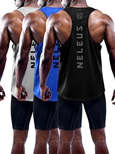 Neleus Hombres 3 Pack Dry Fit Y-back Muscle Tank Top