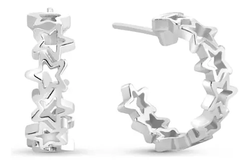 Argola Life Estrelas em Prata 925 17,5mm