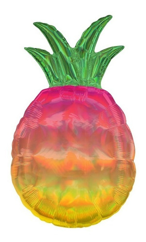 Globo Piña Iridiscente Holografi Hawaiano Tropical Met Jumbo