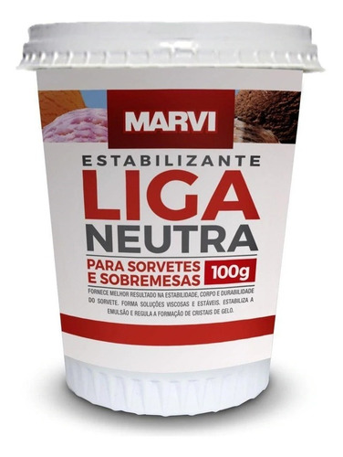 Imagem 1 de 1 de Liga Neutra Estabilizante Para Sorvete/sobremesas Marvi 100g