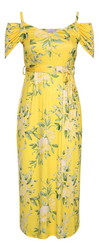 Faldas Largas Elegantes De Cuello Redondo Floral Talla Grand