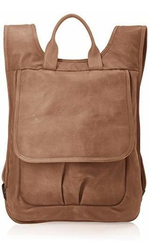 Piel Leather Slim Laptop Flap Backpack, Toffee, Talla Única