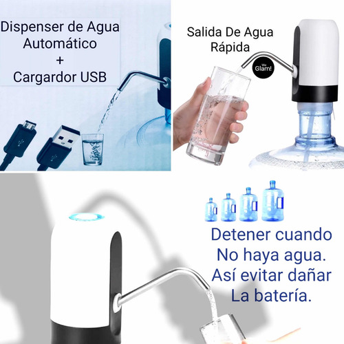 Imagen 5 de 9 de Bomba Dispenser De Agua De Bidon Usb Recargable 20 Litros