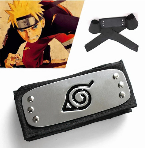 Anime 4-Pieces Set Konoha Headband Necklace Pendant Accessories Crop Collection for Cosplay Unisex