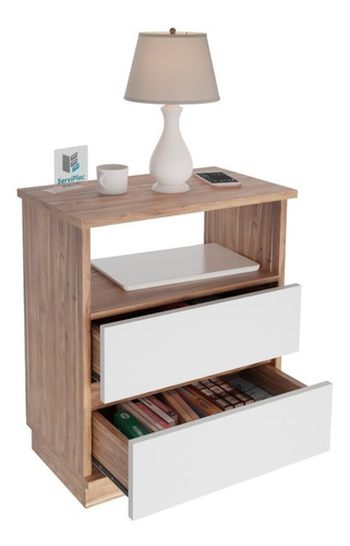 Imagen 6 de 9 de Combo 2 Mesa De Luz 2 Cajones Moderna Melamina Muebles Psh