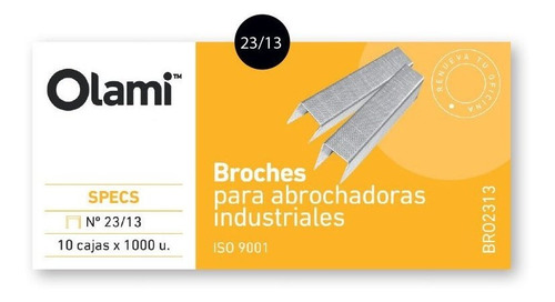 Broches 23/13 Para Abrochadora Caja X 1000 Unid. Olami