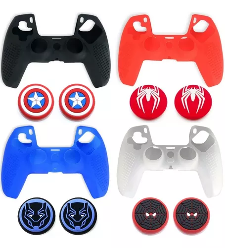 Capa Case Silicone Controle Ps5 + Par Grips Borracha Branca na