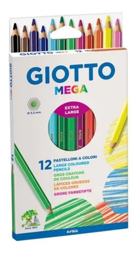 Colores Giotto Mega Extra Grueso X 12 Unidades Mina 5.5 Mm