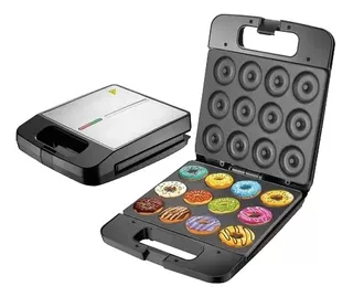 Máquina Para Hacer Mini Donas Antiadherente 12 Mini Donuts Color Plateado