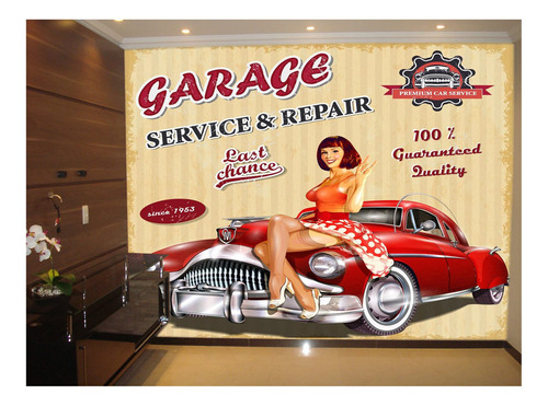 Papel De Parede Carro Antigo Custom Car Garage 4m² Cxr80