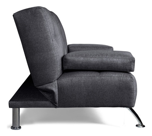 Sofa Cama Individual Plegable Sillon Reclinable Carol Makora Color Gris Oscuro Diseño De La Tela Lino
