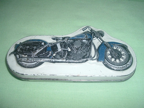 Caja De Lata Con Moto Harley Davidson En Relieve