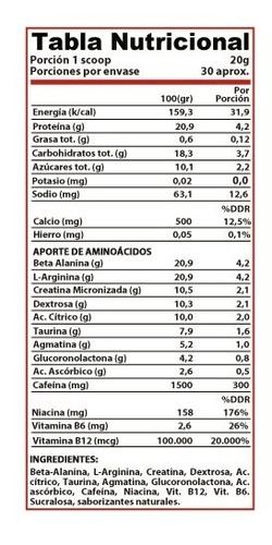 Imagen 2 de 3 de Pre Entreno Kreator 600 Grs. 30 Serv. Winkler Nutrition