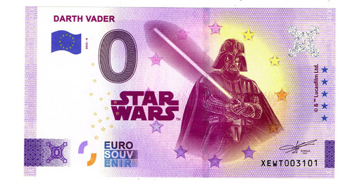 Billete 0 Euro Souvenir Darth Vader Star Wars Alemania 2023 (Usado)