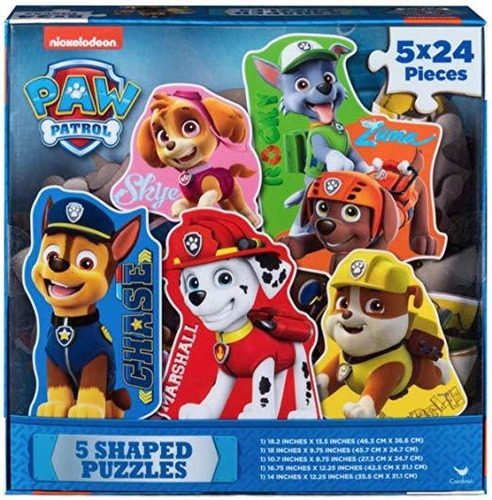 Paw Patrol 5 En Forma De Puzzles (24 Pcs. Cada)