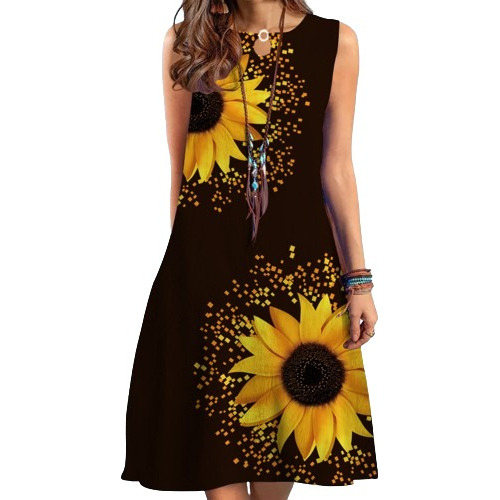 Vestido Rocco Italy Corto Asd-022 Sunflower Del S Al 3xl