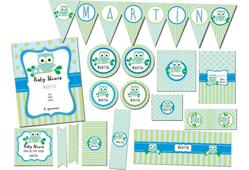 Kit Imprimible Baby Shower Buhos Solo Textos Editables!