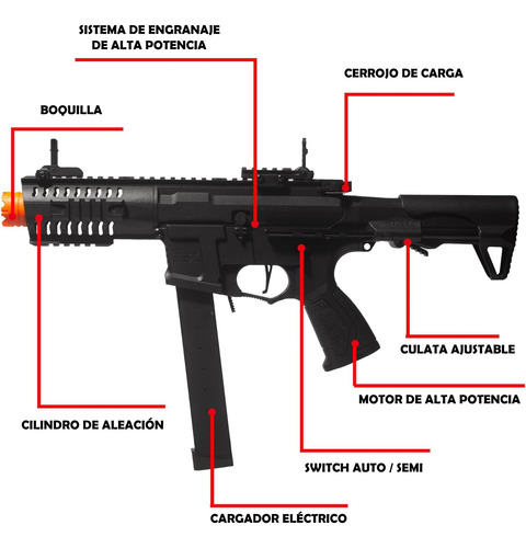 Rifle Arp9 Potente Lanzador De Hidrogel Nylon Retroceso