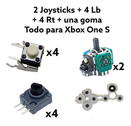 Kit De Xbox One S 2 Joystick + Tapa + 4 Lb + 4 Rt + Goma