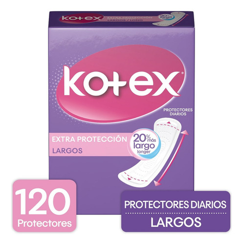 Protectores Diarios Kotex Extra Proteccion Largos X 120und