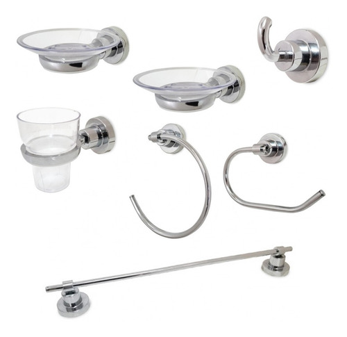 Set Kit Juego Accesorios Para Baño 7 Piezas Bronce Cromado