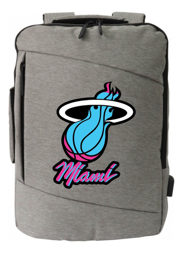 Morral Espalda Miami Basket Maleta Portafolio Gris 