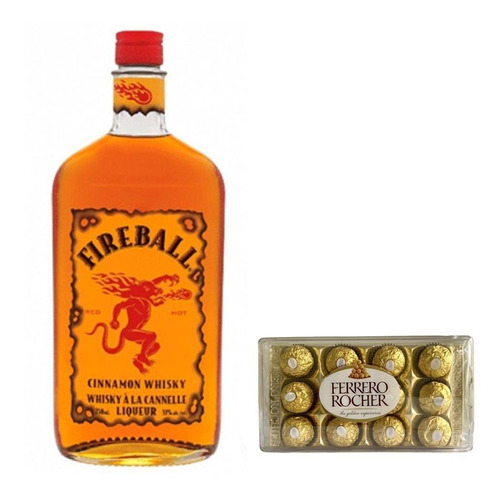 Whisky Fireball Con Canela Picante X750 + Ferrero Rocher X12