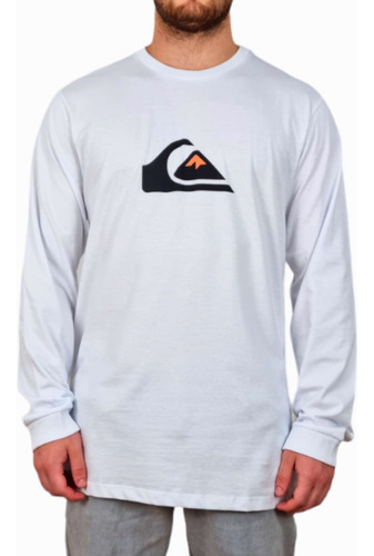 Camiseta Quiksilver Manga Longa Comp Logo Branco - Masculino