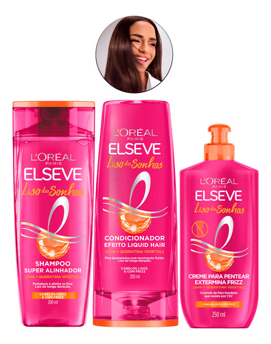 Kit Elseve Liso Dos Sonhos (shampoo + Condicionador + Creme)