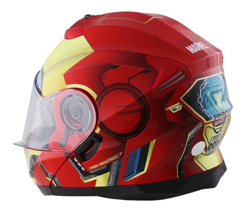 Casco Moto Edge Marvel Iron Man Abatible Certificado Dot Color Rojo/Oro Brillo Tamaño del casco L (59-60 cm)