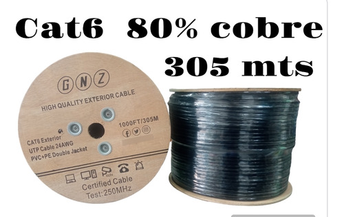Cable Utp Cat6 Exterior 305 Metros 80% Cobre Color Negro Stc