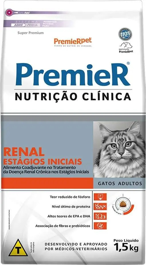 Ração Seca Premier Renal Estágios Iniciais 1,5kg Gatos Adultos