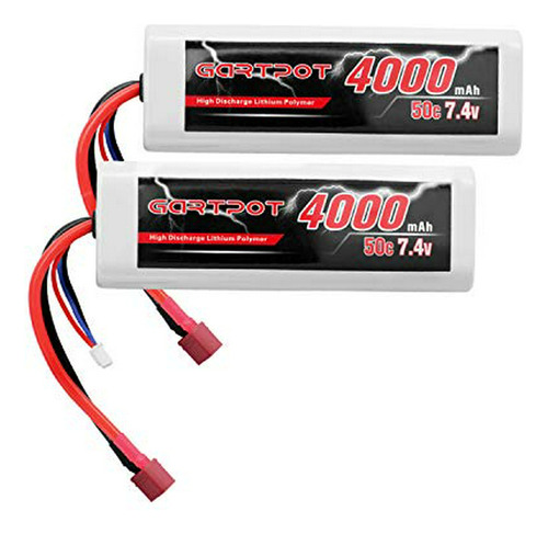 Gartpot 7.4v 4000mah 50c Lipo 2s Rc Estuche De La Batería Co