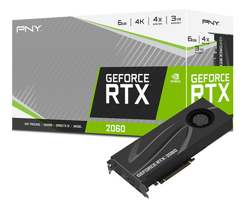 Placa de video Nvidia PNY GeForce RTX 20 Series RTX 2060 VCG20606BLMPB 6GB