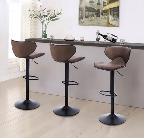 Set De 2 Bancos Modernos Para Barra Giratorio Alto Ajustable Acabado de la estructura Mate Color Café
