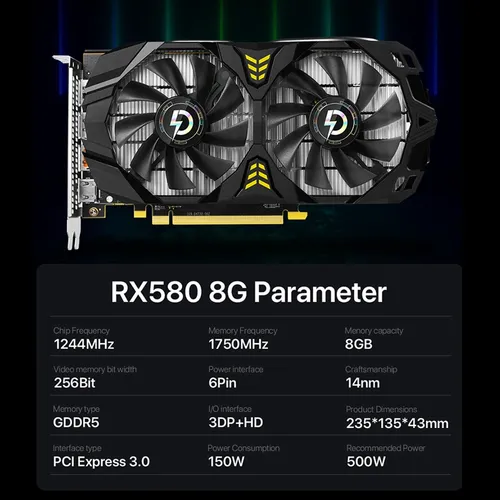 Tarjetas Gráficas Peland Rx 580 8gb Gddr5 Tarjeta De Video G
