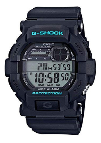 Reloj Casio G-shock Digital Resina Protection Color Del Fondo Gris Color De La Correa Negro Color Del Bisel Negro